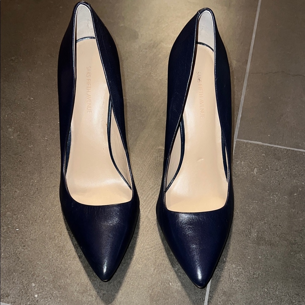 Saks Fifth Avenue Elegant Navy Heels